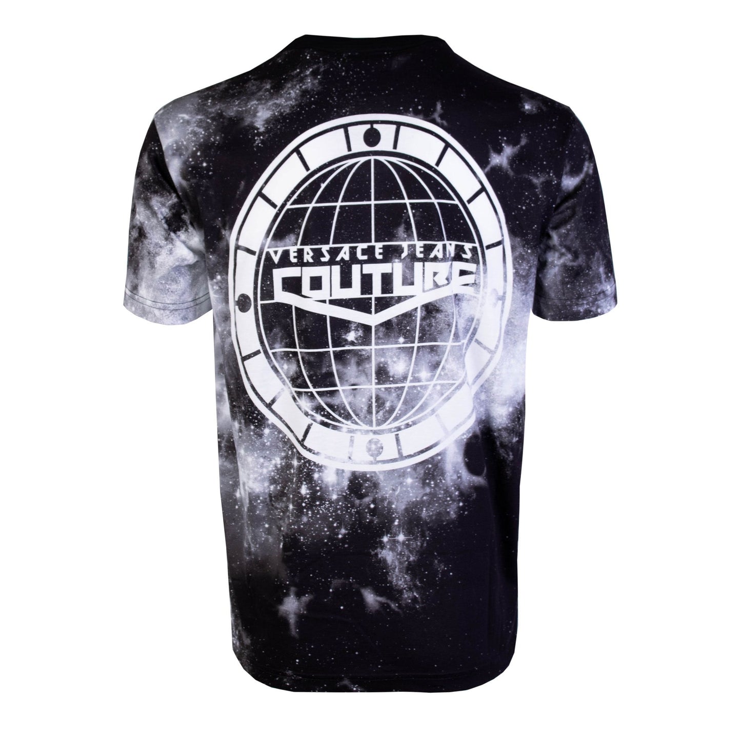 Versace T-Shirt mit „Space“-Aufdruck aus schwarzer Baumwolle